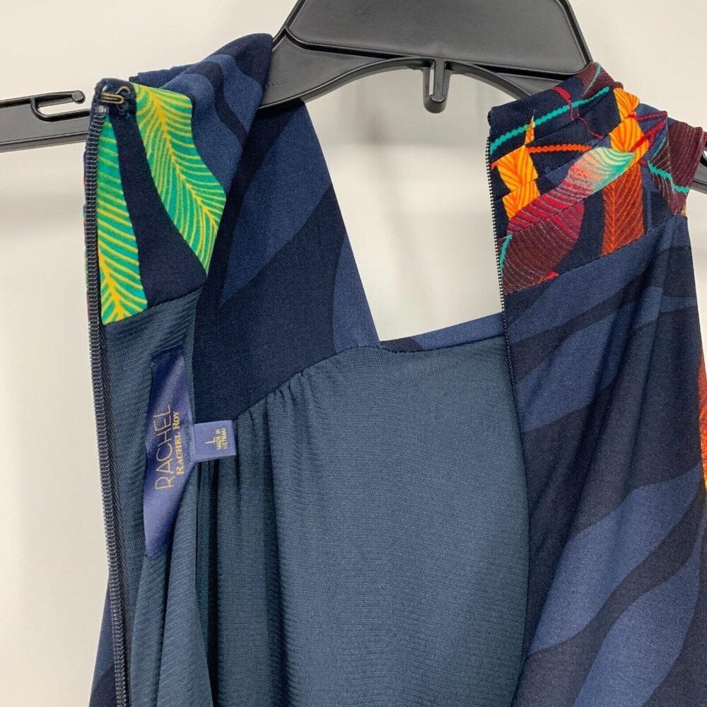 Rachel Roy Maxi Dress Blue Floral Crisscross Halter Neck Sleeveless - Picture 10 of 12